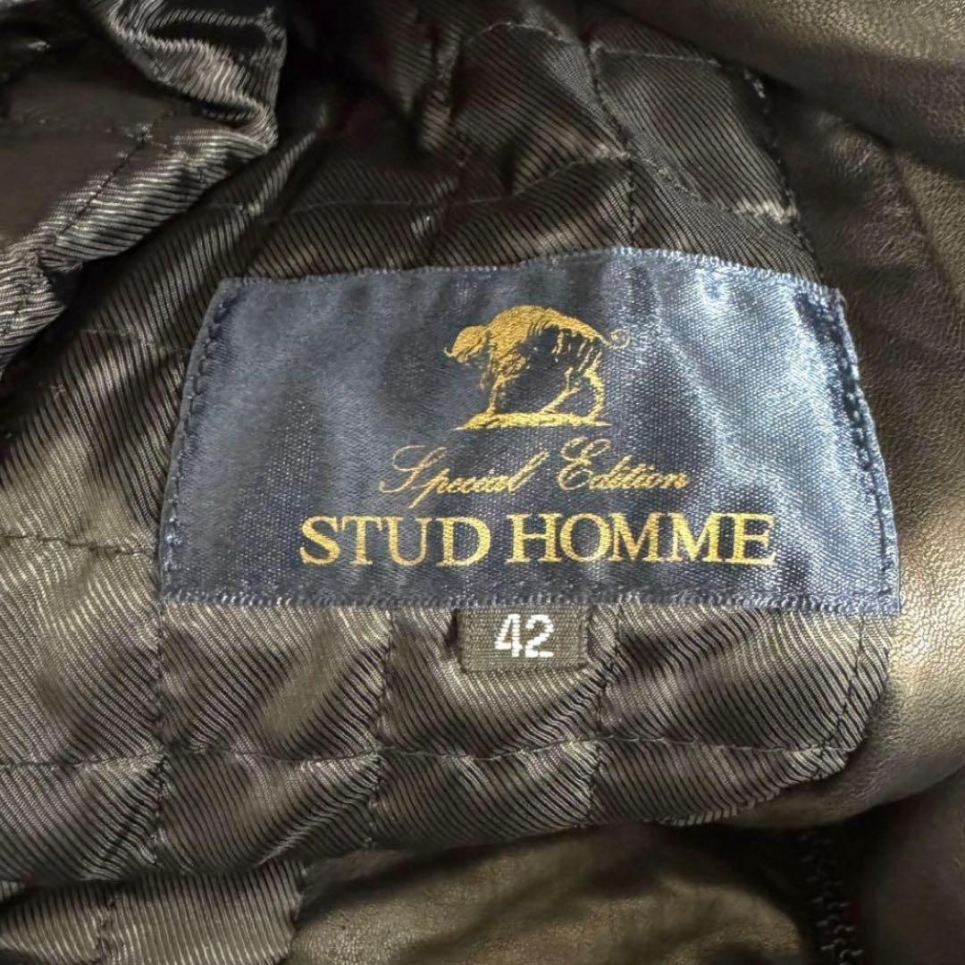 スタッドオム レザージャケット ライダース 4ポケット ジップアップ