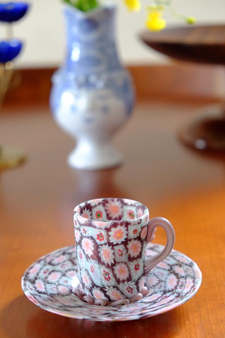 ミルフィオリ カップ＆ソーサー グラス 吹きガラス 江波冨士子/ムリーニ ガラス