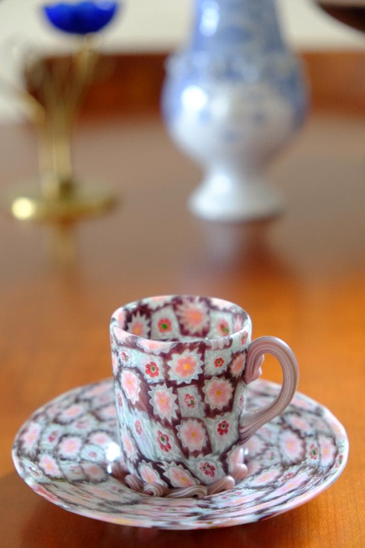 ミルフィオリ カップ＆ソーサー グラス 吹きガラス 江波冨士子/ムリーニ ガラス