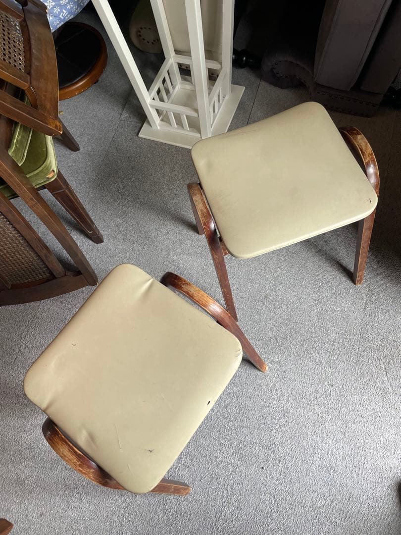 秋田木工　スタッキングスツール 剣持勇　ヴィンテージ　アンティーク　白　2脚