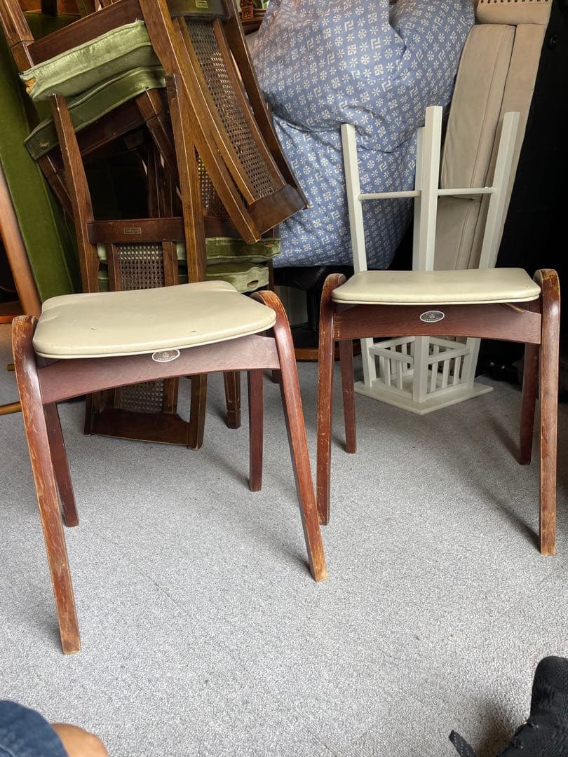 秋田木工　スタッキングスツール 剣持勇　ヴィンテージ　アンティーク　白　2脚