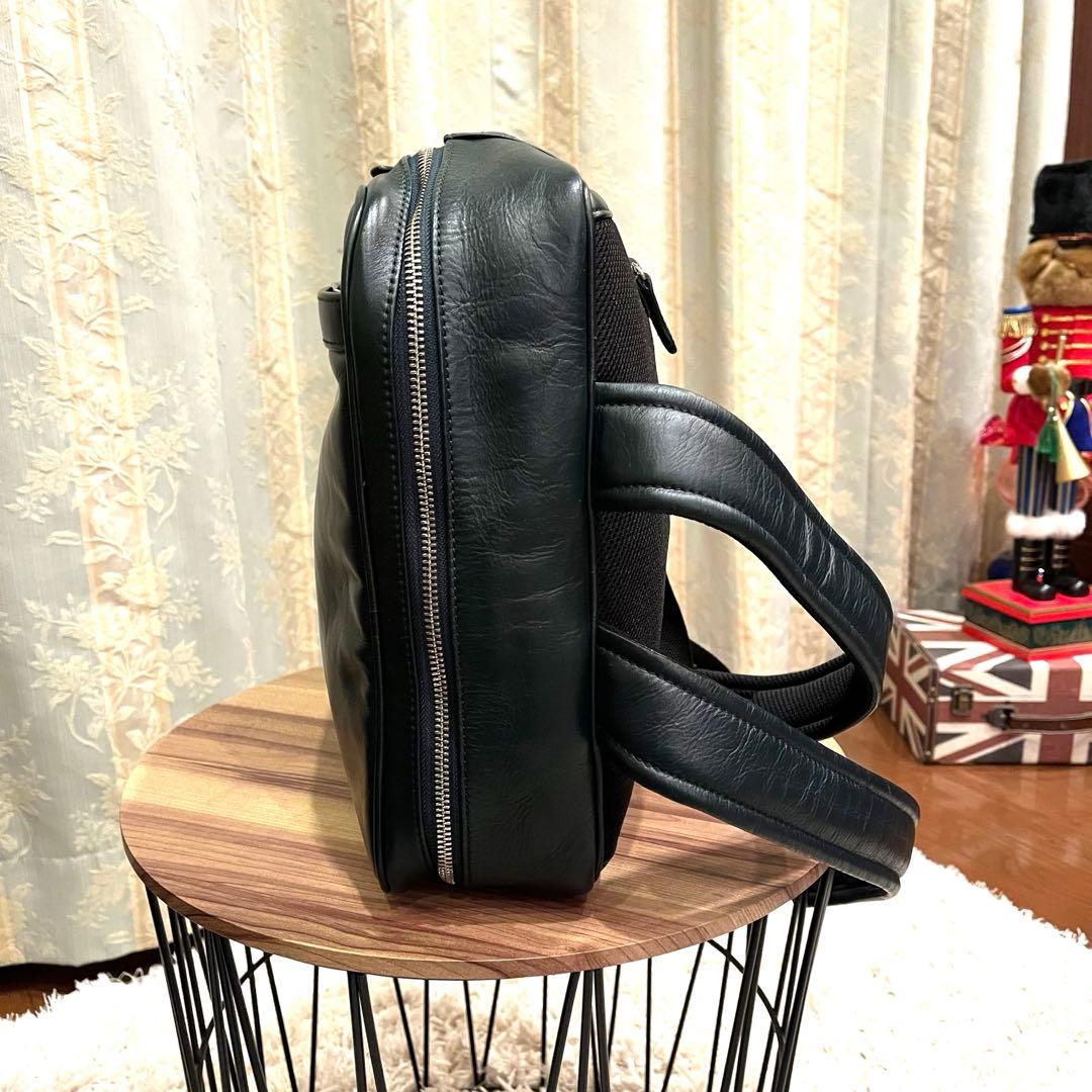 ✨2WAY✨ビジネスレザーファクトリー ビジネスバッグ リュック レザー 濃緑色