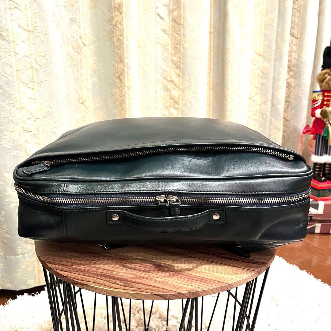 ✨2WAY✨ビジネスレザーファクトリー ビジネスバッグ リュック レザー 濃緑色