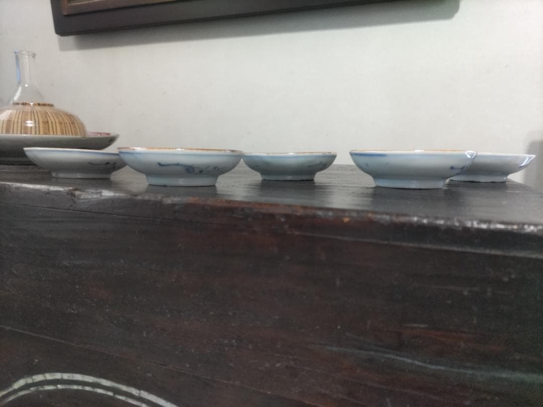 ５枚セット　新渡　鯉図　小皿・平盃（径９㎝）中国　清朝期