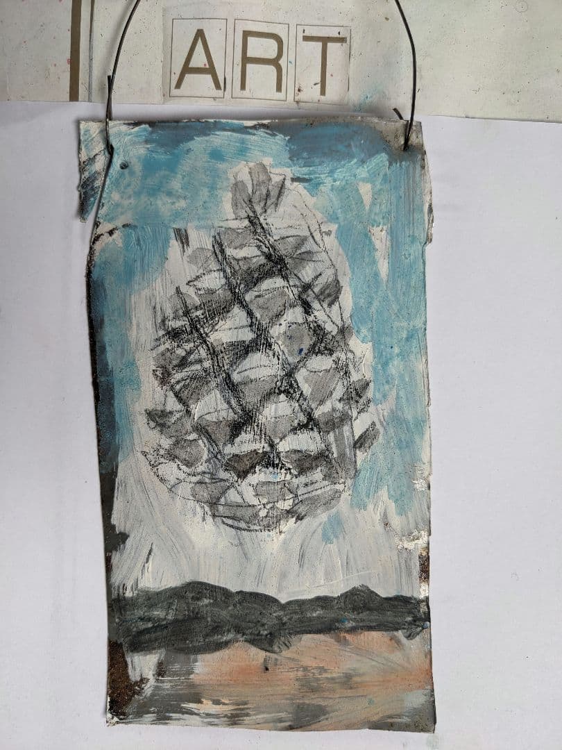 松ぼっくり油彩画