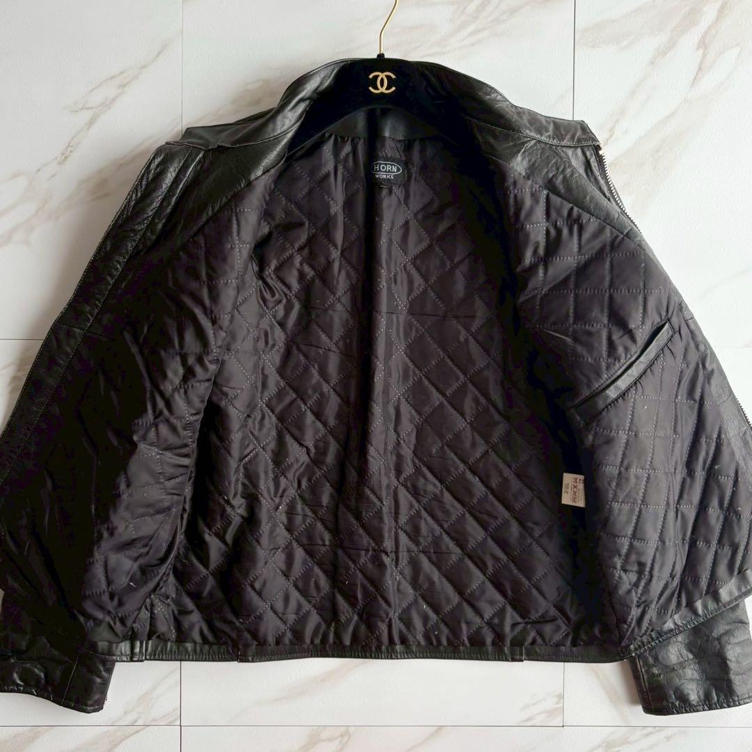 希少4L◆美品 HORN WORKS バッファローレザー シングル ライダース