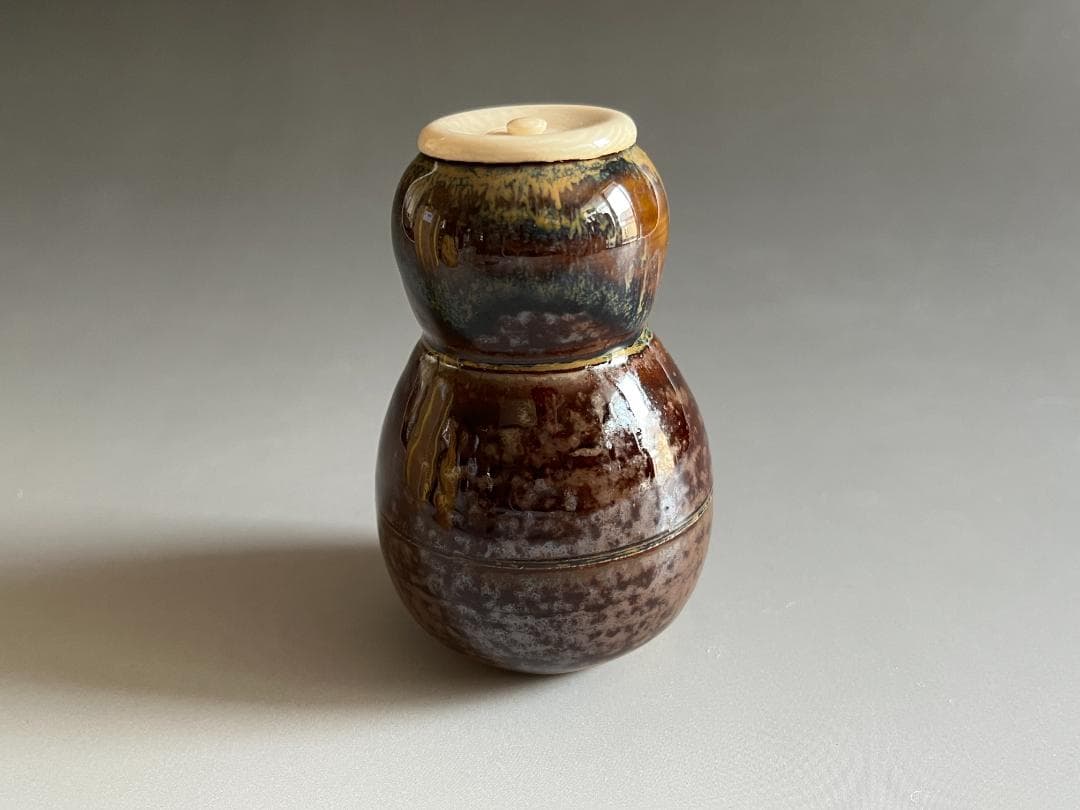 亀井楽山　高取　瓢形茶入　茶道具