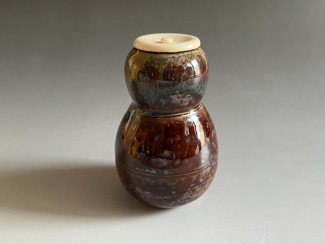 亀井楽山　高取　瓢形茶入　茶道具