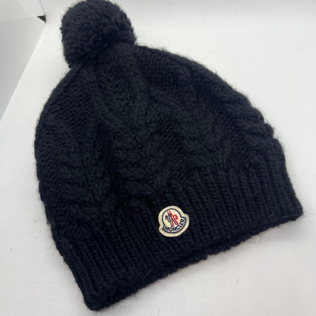 ★モンクレール ケーブル編みニット帽 ブラック 正規品 美品