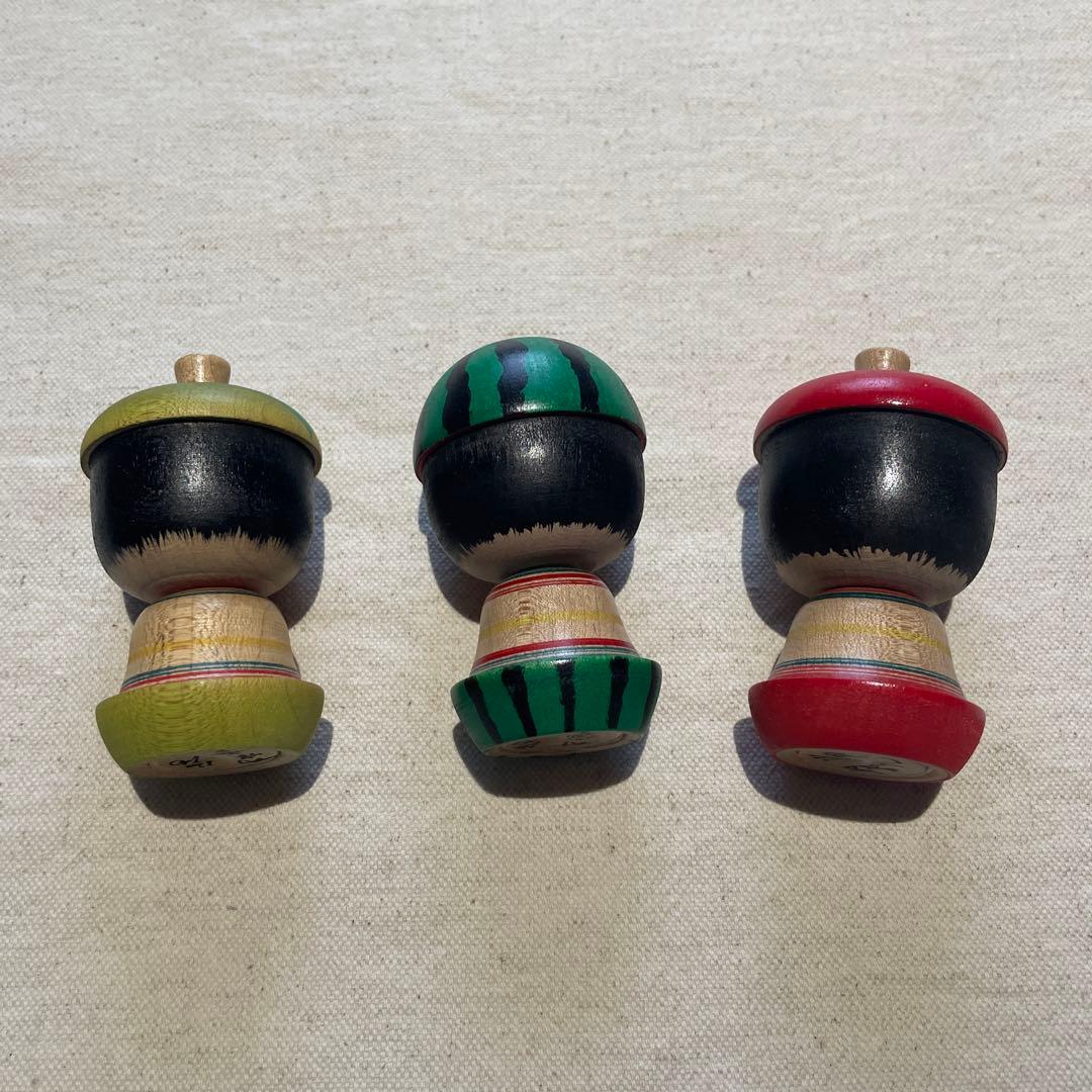 阿保正文工人　津軽系こけし3点セット