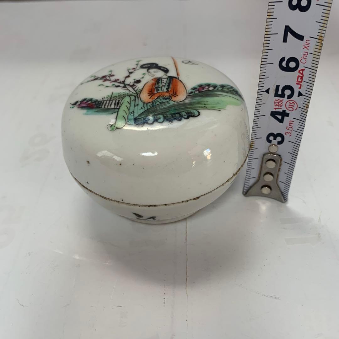 中国美術　白磁　美人絵　香合　送料込み