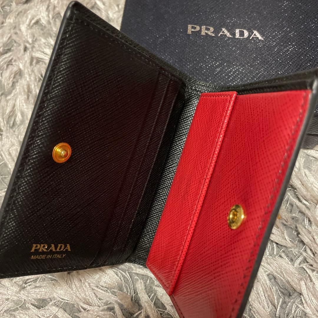 PRADA 二つ折り財布 サフィアーノレザー 黒