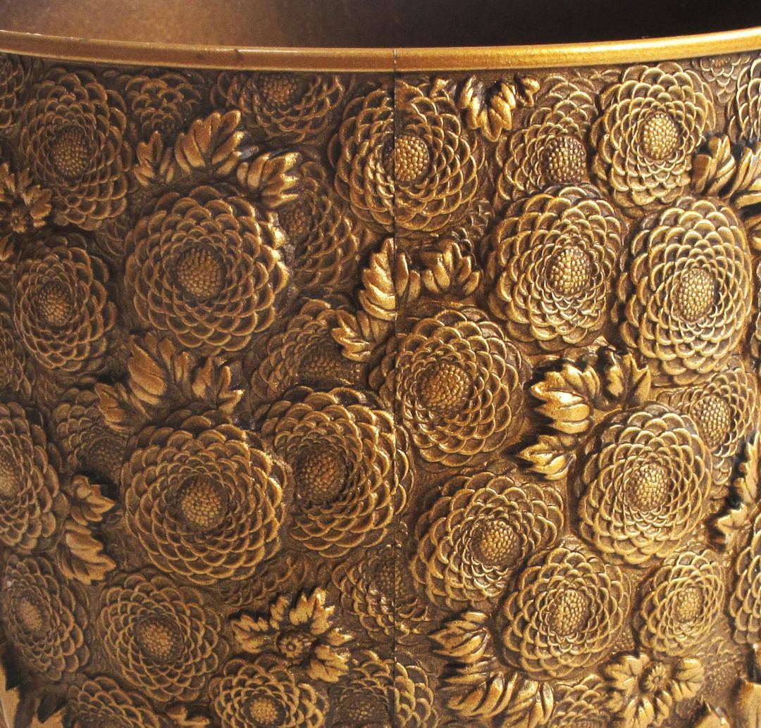 彫金・万菊香炉　　伝統工芸 金工/佐野宏采 作