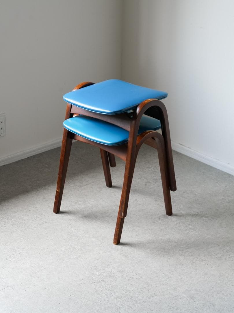 \"剣持勇\" 秋田木工 vintage スタッキングチェア スツール 2脚 古家具