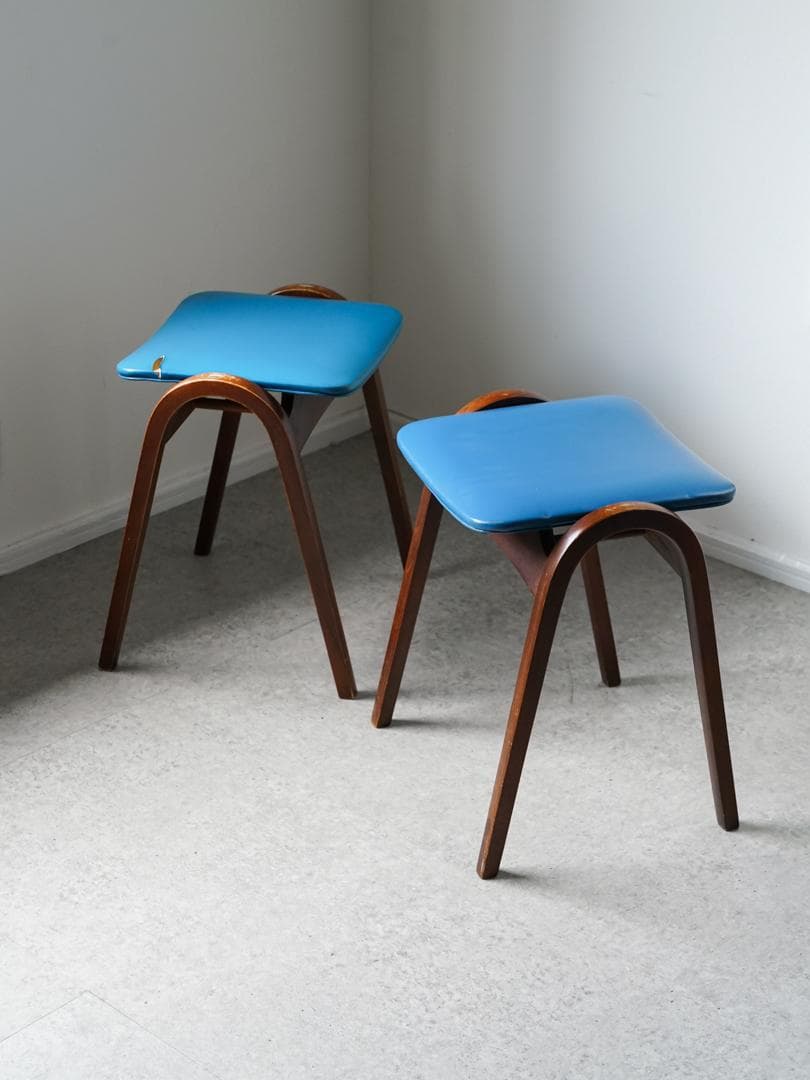 \"剣持勇\" 秋田木工 vintage スタッキングチェア スツール 2脚 古家具