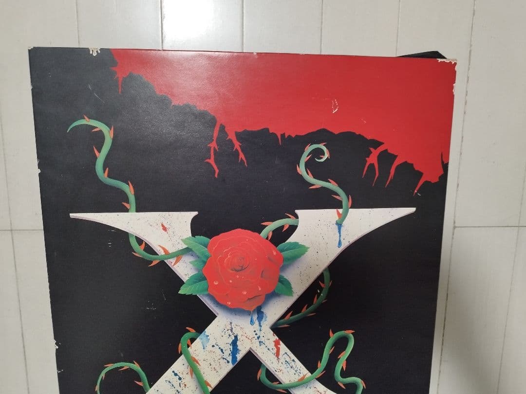 当時物 X JAPAN バンド ポスター 約60cm x 90cm 木枠付 薔薇
