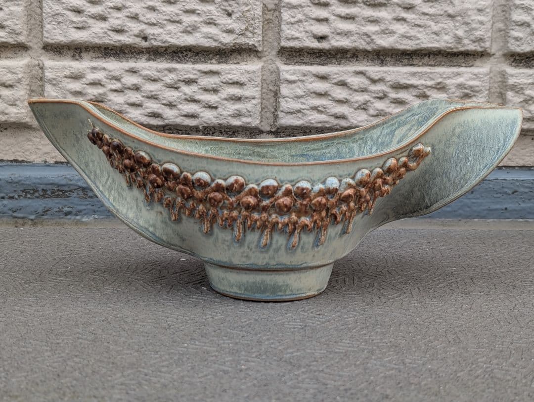 ビンテージ モダン アート フラワーベース ボウル 在銘 アンティーク 花器 鉢