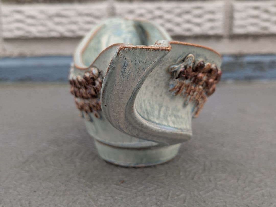 ビンテージ モダン アート フラワーベース ボウル 在銘 アンティーク 花器 鉢