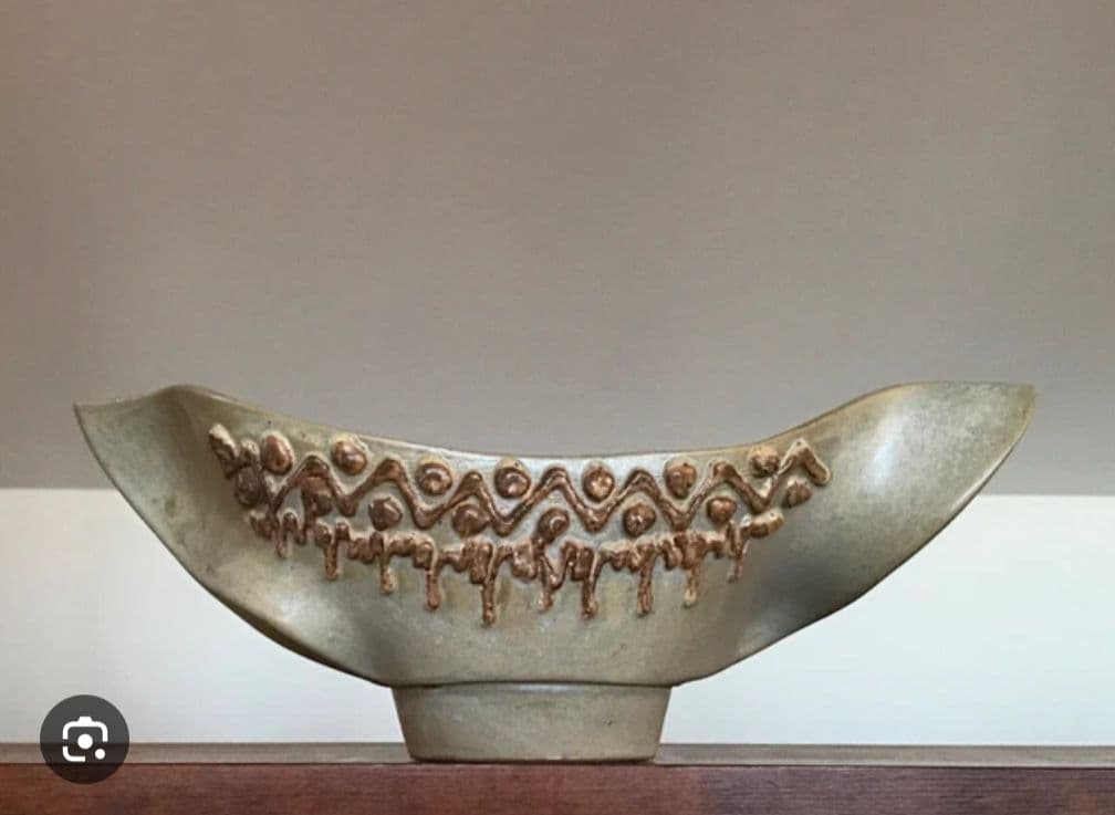 ビンテージ モダン アート フラワーベース ボウル 在銘 アンティーク 花器 鉢