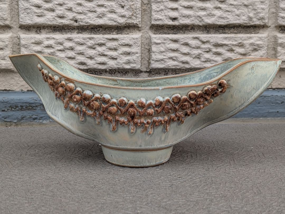 ビンテージ モダン アート フラワーベース ボウル 在銘 アンティーク 花器 鉢