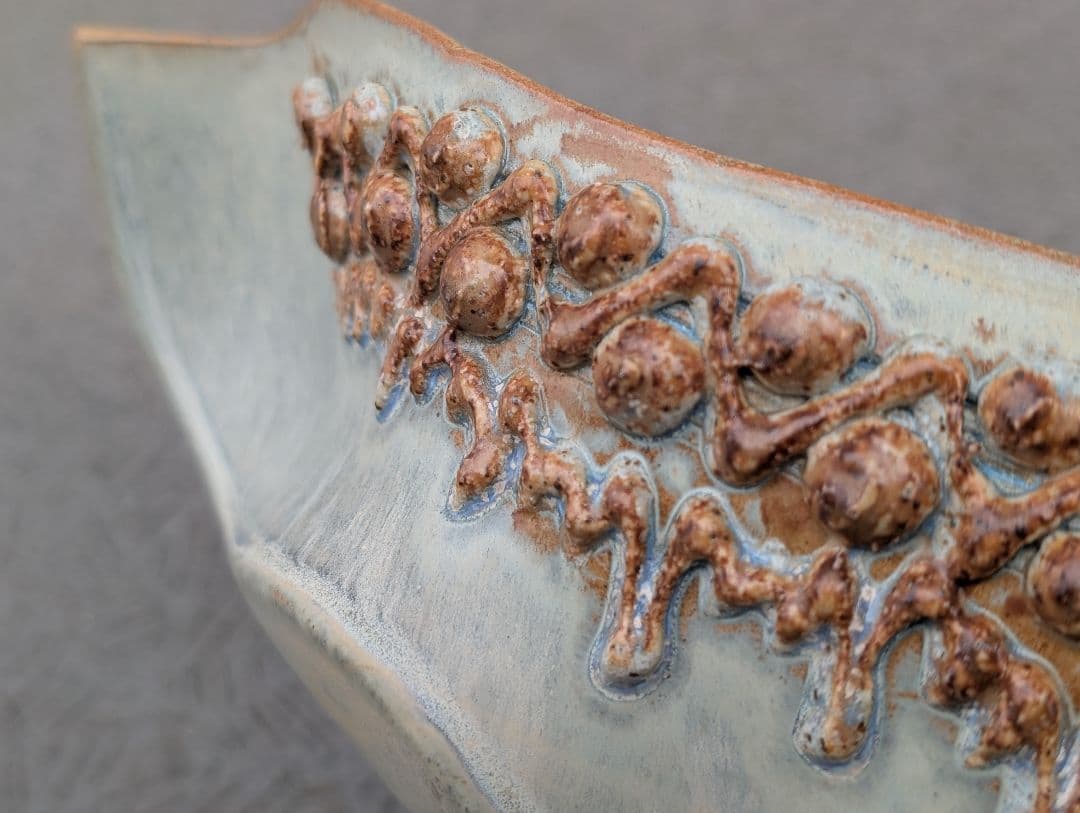 ビンテージ モダン アート フラワーベース ボウル 在銘 アンティーク 花器 鉢