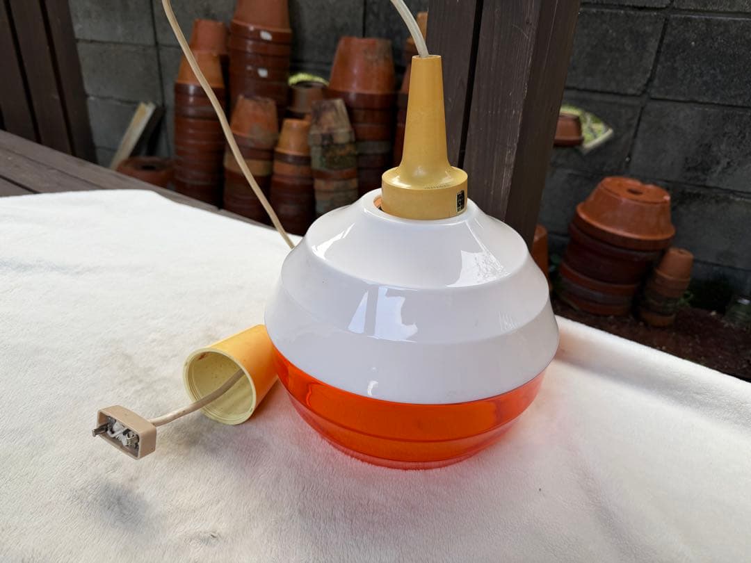 昭和レトロ　ペンダントライト　レトロポップ　ナショナル　当時物　ツートンカラー