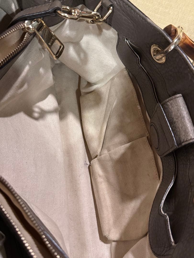 P*e様 GUCCI バンブーハンドル レザートートバッグ MADE IN IT