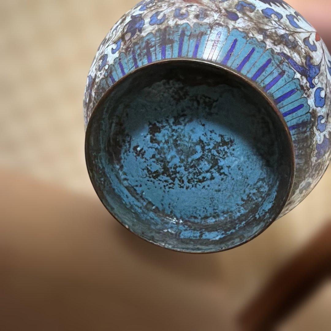 中国古美術　骨董品　七宝焼　蓋付き壺一対　保管箱