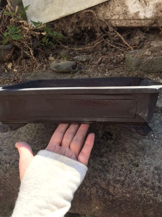 盆栽鉢　時代盆栽鉢長方隅切り窓あり雲足33x24x8山野草寄せ植えサボテン植木鉢