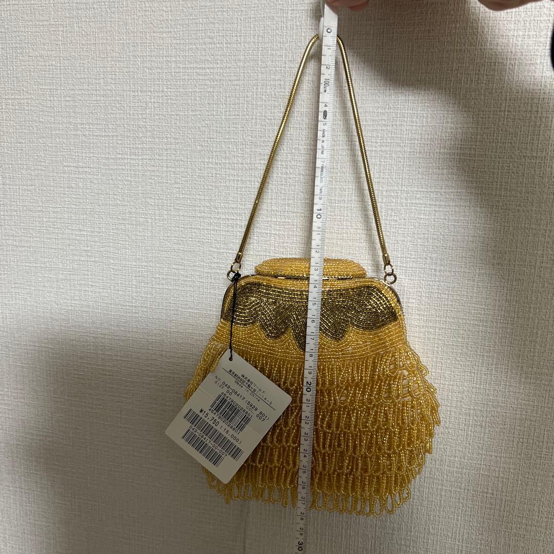 未使用品！豪華！VOICEMAIL ビーズ装飾 ゴールドパーティーバッグ