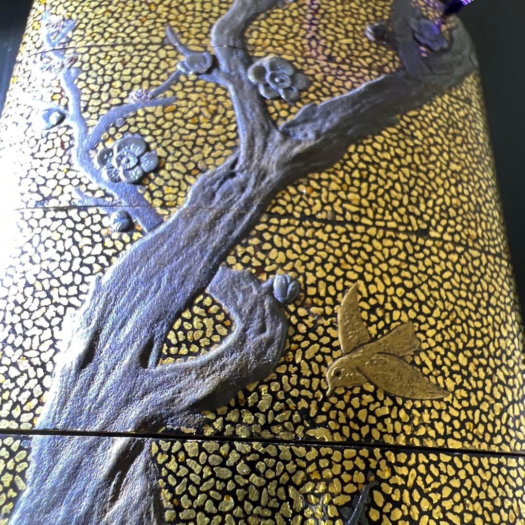 江戸時代　極上盛上鷲内梨地　五段大振印籠　極上獅子根付　東Y7-0812⭐︎2F