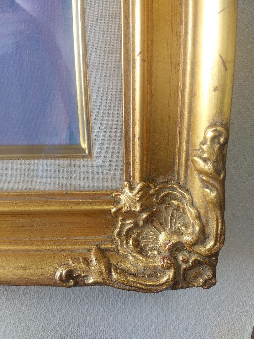 額縁シリーズ NO13 洋画 総金箔 模様入り ローランサン複製画入り F6号