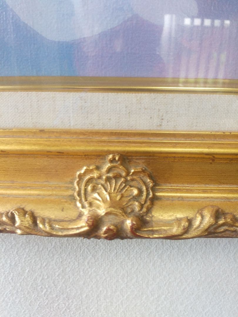 額縁シリーズ NO13 洋画 総金箔 模様入り ローランサン複製画入り F6号