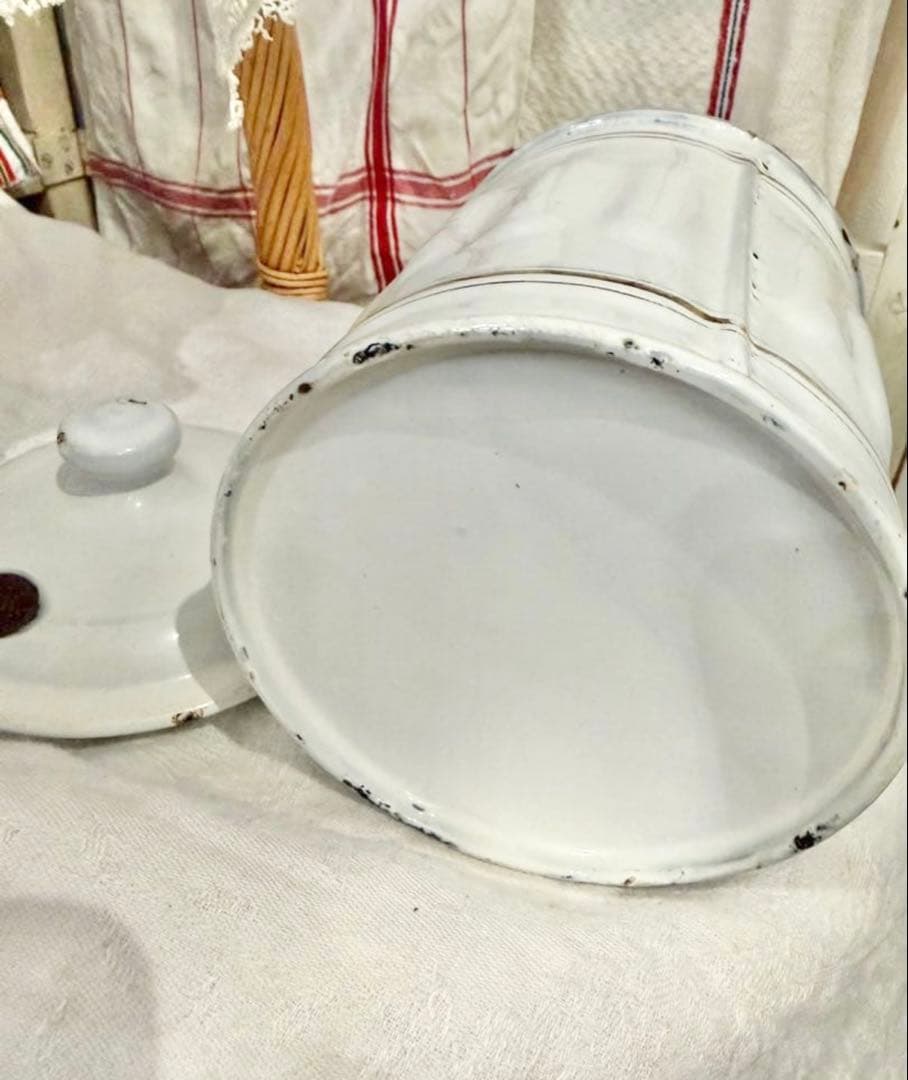 希少 1900s フランスアンティーク ホーロー タピオカ キャニスター