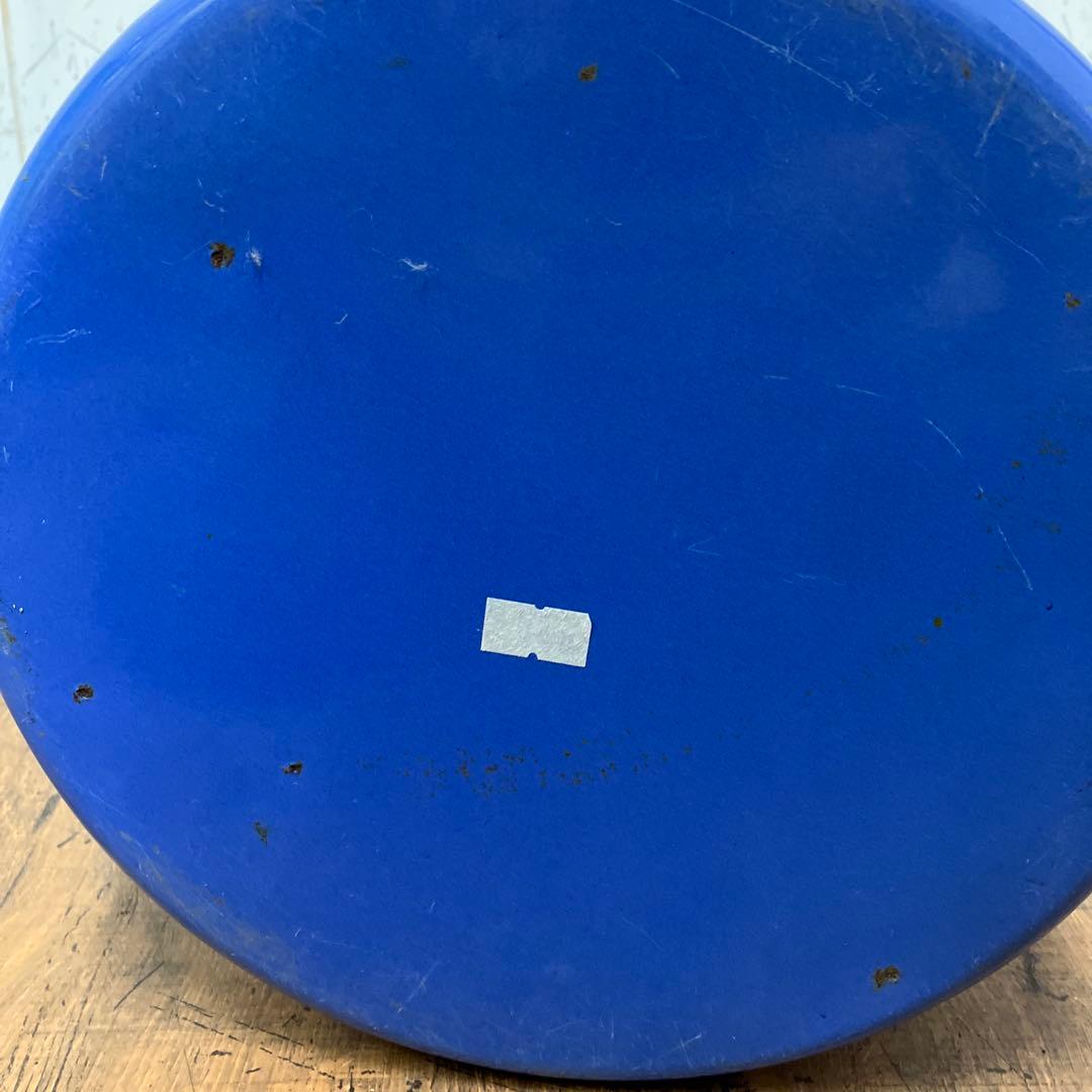 E-2 アンティーク 大型 ホーロー 鍋 バケツ ブルー 昭和レトロ ビンテージ