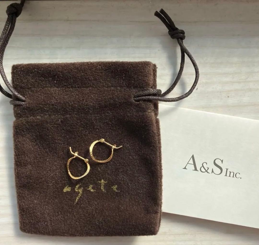 agete アガット 【K18】 フープ ピアス