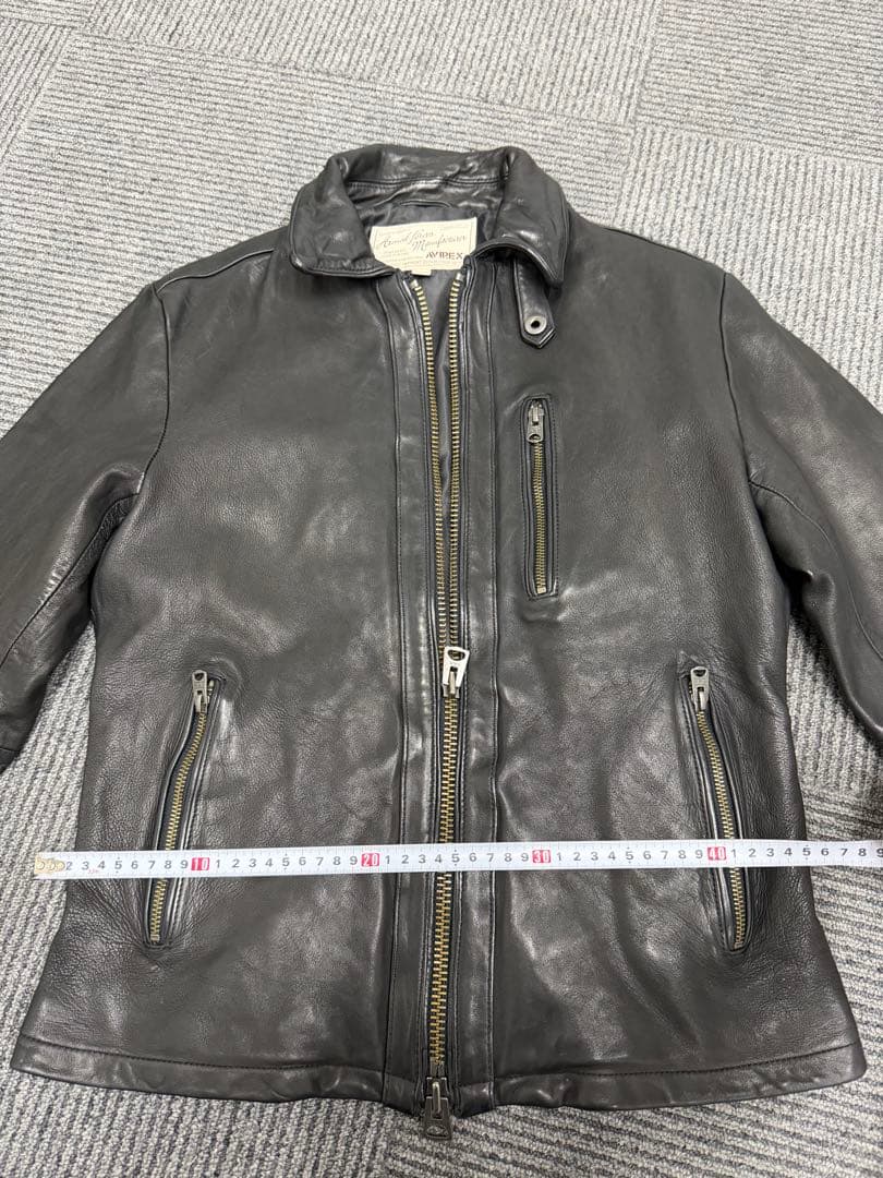 AVIREX ブラック レザーライダースジャケット