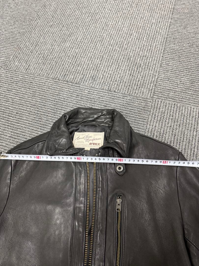 AVIREX ブラック レザーライダースジャケット