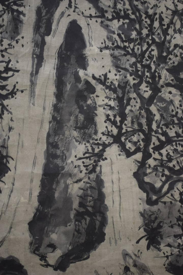 模写/浦上玉堂/寒林山水図/寒林飛瀑図/絹表装/桐題箱付/布袋屋掛軸HJ-4