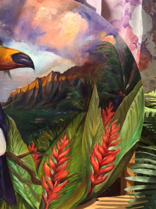 トロピカル 南国 ハワイハワイアン 油絵 原画 手描き オリジナル 一点物