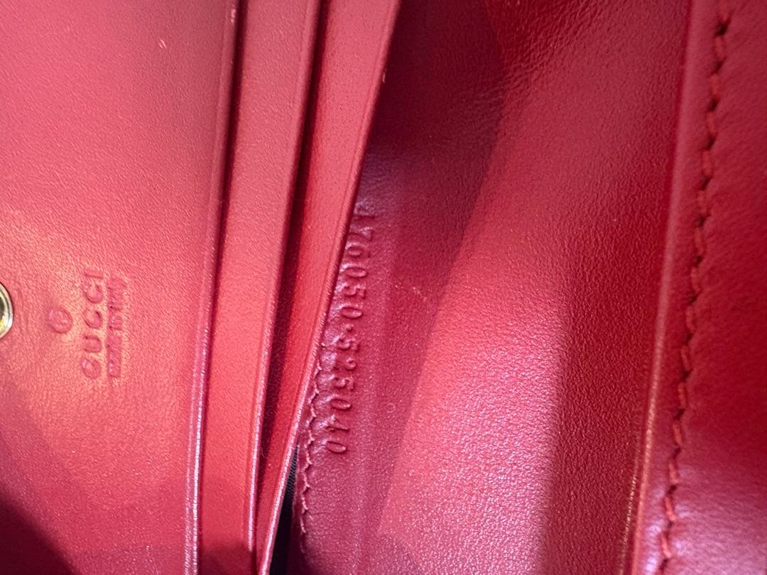 GUCCI チェリー さくらんぼ 二つ折り財布 グレー/レッド