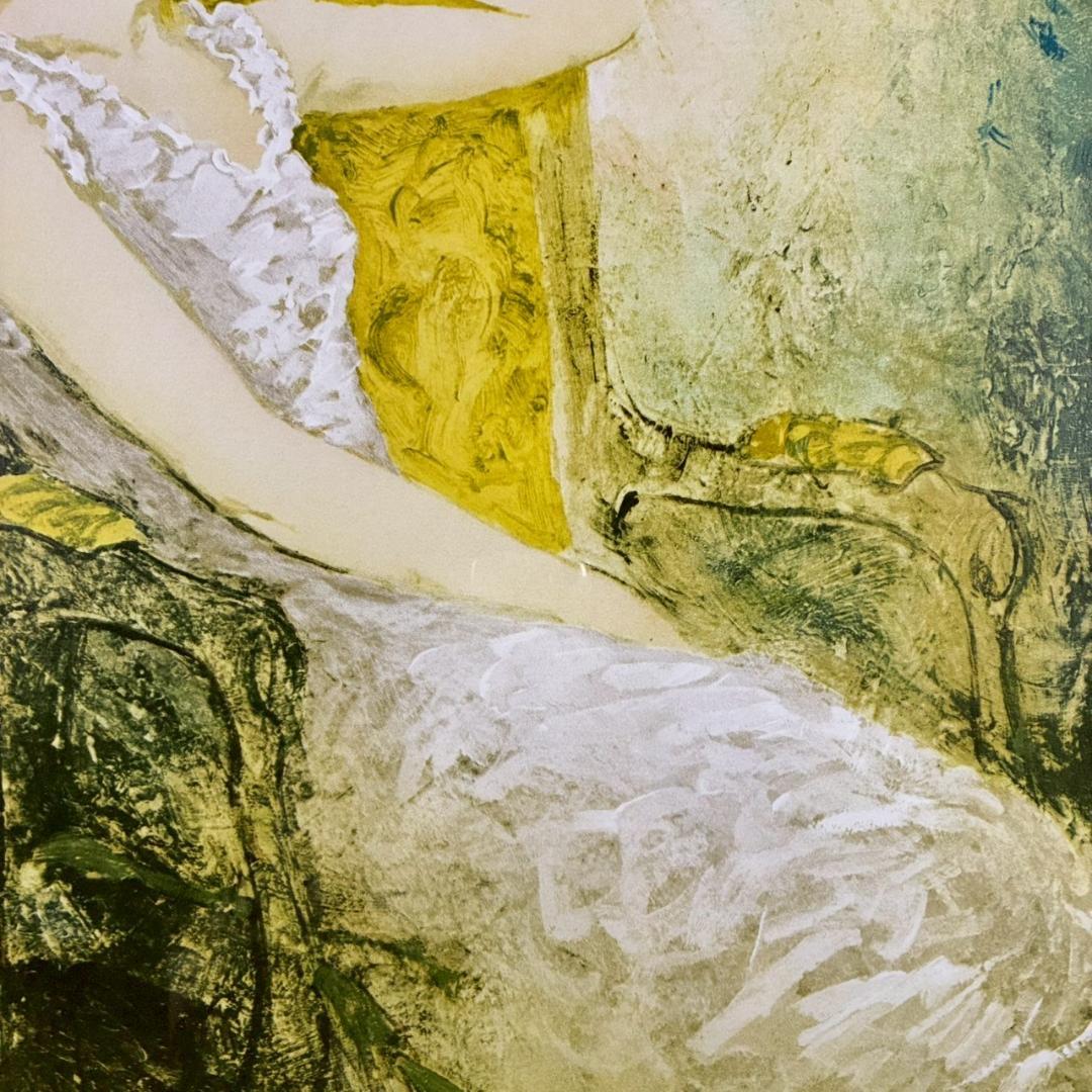 ベルナール・シャロワ「瞑想」リトグラフ 直筆サイン入り 真正証明書有 古径額