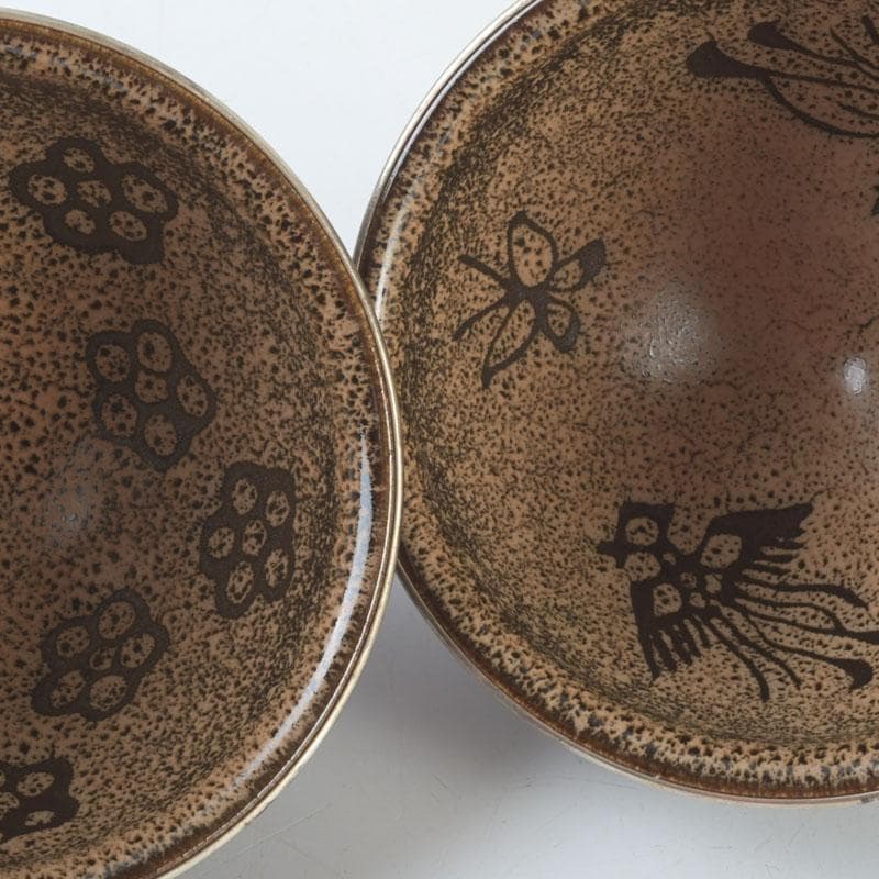 茶道具　平安　万代草山作　天目茶碗　七種　共布共箱　M　9329A