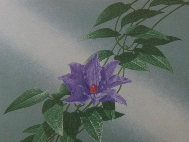 小山茂、【鉄線】、希少な額装用画集画、新品高級額 額装付、状態良好