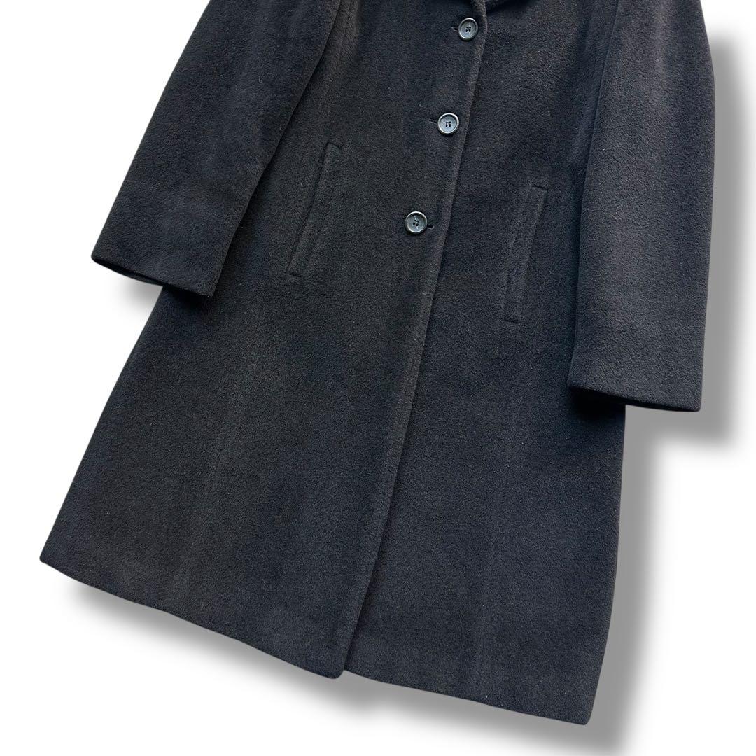 美品 カシミヤ混 マックスマーラ チェスターコート ロング 黒 レディース