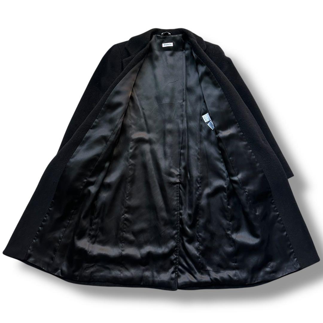 美品 カシミヤ混 マックスマーラ チェスターコート ロング 黒 レディース