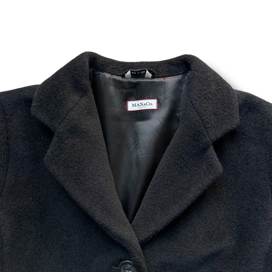 美品 カシミヤ混 マックスマーラ チェスターコート ロング 黒 レディース