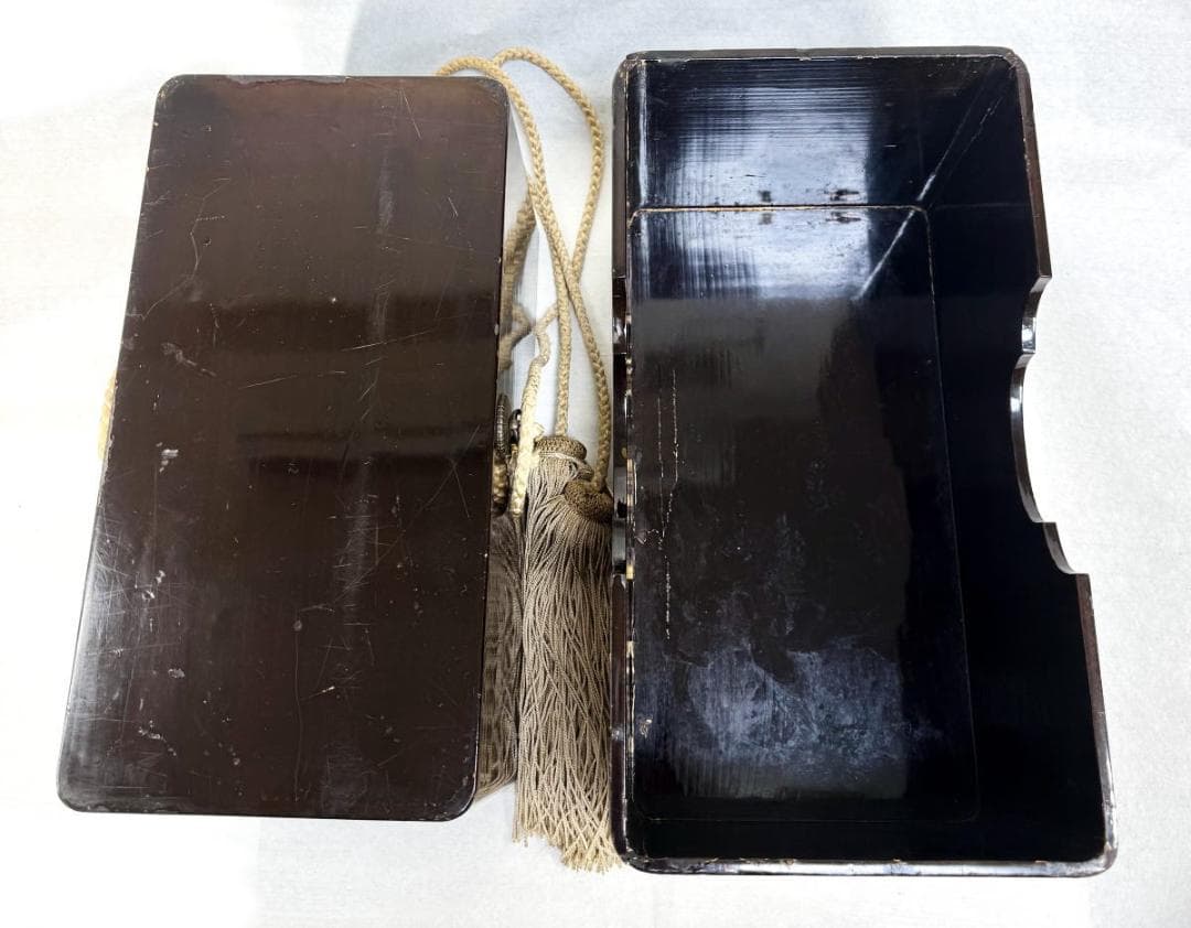 江戸時代 木製蒔絵唐草文道具入れ 漆器 茶道 書道 華道 香道 WWWT126