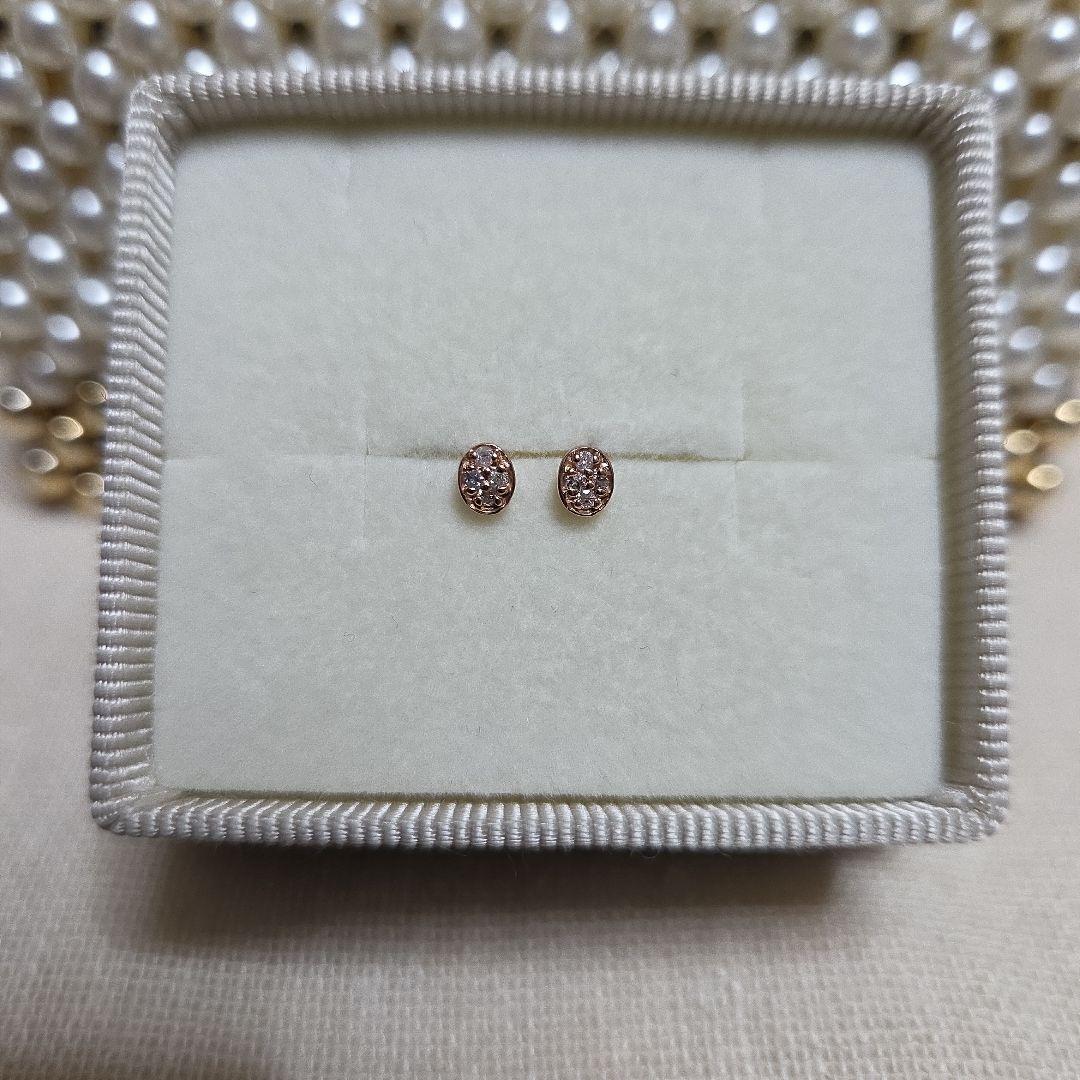 agete オーバル パヴェ ダイヤ ピアス