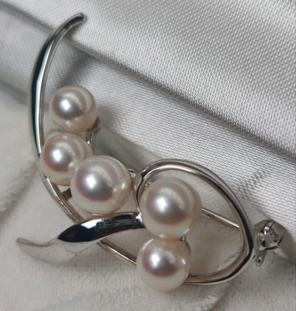 【ピーナッツバター】ミキモト ブローチ パール フォーマル 5珠